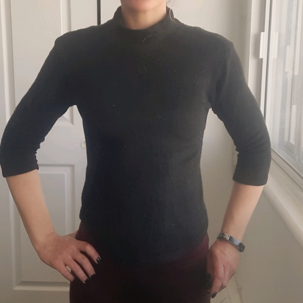 Cashmere furry turtle neck